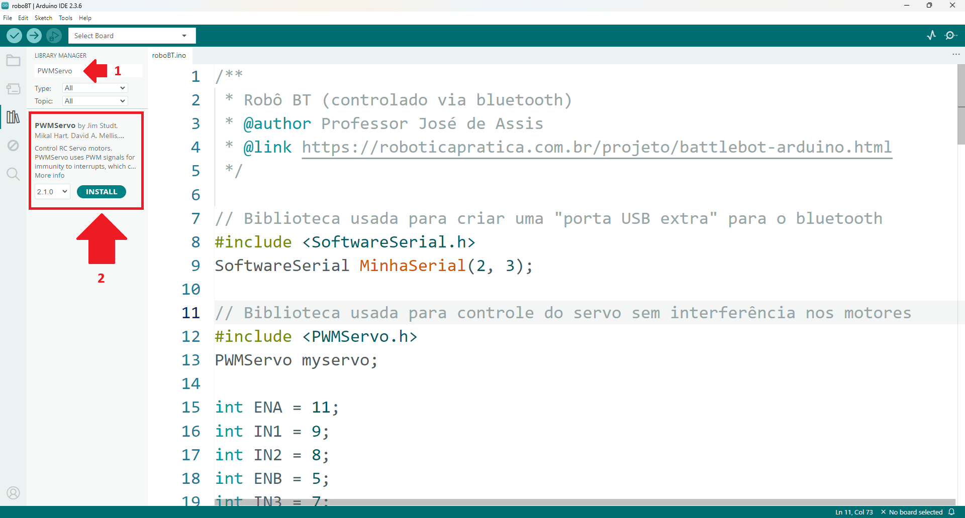 biblioteca PWMServo Arduino