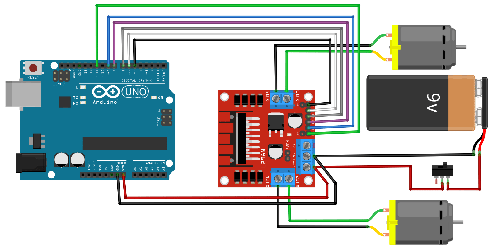 diagrama motores L298N
